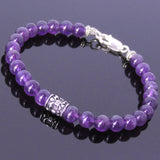 Men's Women Amethyst Sterling Silver Bracelet Gemstone 925 Fleur de Lis Bead DiyNotion Handmade BR419