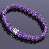 Handmade Men Women Gemstone Bracelet Amethyst 925 Sterling Silver Fleur de Lis DiyNotion BR419E