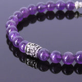 Men's Women Amethyst Sterling Silver Bracelet Gemstone 925 Fleur de Lis Bead DiyNotion Handmade BR419