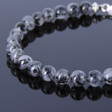 Handmade Men Women Gemstone Bracelet Black Rutilated Quartz 925 Sterling Silver Clasp DiyNotion BR422