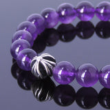 Handmade Men Women Gemstone Bracelet Amethyst 925 Sterling Silver Cross DiyNotion BR425