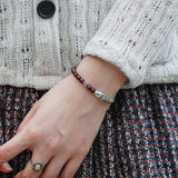 Garnet Bracelet Natural Grade AAA Gemstone 925 Sterling Silver Fish Charm DiyNotion Handmade BR007