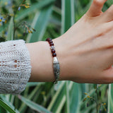 Garnet Bracelet Natural Grade AAA Gemstone 925 Sterling Silver Fish Charm DiyNotion Handmade BR007