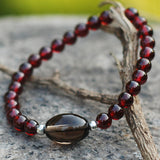 Handmade Garnet Bracelet Natural Grade AAA Gemstone Smoky Quartz 925 Sterling Silver Bead DiyNotion BR011