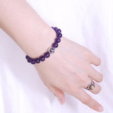 Handmade Men Women Gemstone Bracelet Amethyst 925 Sterling Silver Cross Bead DiyNotion BR426