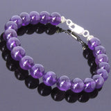 Handmade Men Women Gemstone Bracelet Amethyst 925 Sterling Silver Clasp DiyNotion BR427