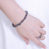 Handmade Men Women Gemstone Bracelet Black Rutilated Quartz 925 Sterling Silver Cross Bead DiyNotion BR428