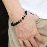 Handmade Men Women Gemstone Bracelet Matte Black Onyx Tiger Eye 925 Sterling Silver Clasp DiyNotion BR153