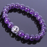 Handmade Men Women Gemstone Bracelet Amethyst 925 Sterling Silver Cross Bead DiyNotion BR426