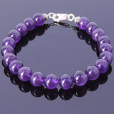Handmade Men Women Gemstone Bracelet Amethyst 925 Sterling Silver Clasp DiyNotion BR427