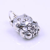 Sterling Silver 925 Stamped Vintage Flower Lucky Cat Pendant WSP250A Wholesale: See Discount Coupons in Item Details