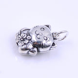 Sterling Silver 925 Stamped Vintage Flower Lucky Cat Pendant WSP250A Wholesale: See Discount Coupons in Item Details