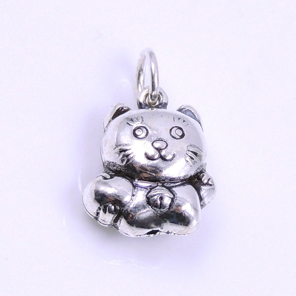 Sterling Silver 925 Stamped Vintage Love Heart Lucky Cat Pendant WSP250B Wholesale: See Discount Coupons in Item Details