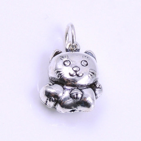 Sterling Silver 925 Stamped Vintage Love Heart Lucky Cat Pendant WSP250B Wholesale: See Discount Coupons in Item Details