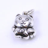 Sterling Silver 925 Stamped Vintage Love Heart Lucky Cat Pendant WSP250B Wholesale: See Discount Coupons in Item Details