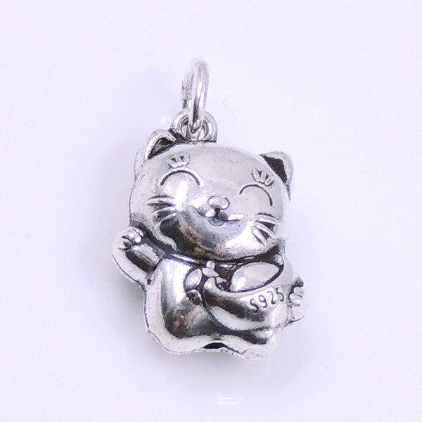 Sterling Silver 925 Stamped Vintage Wealth Lucky Cat Pendant WSP250C Wholesale: See Discount Coupons in Item Details