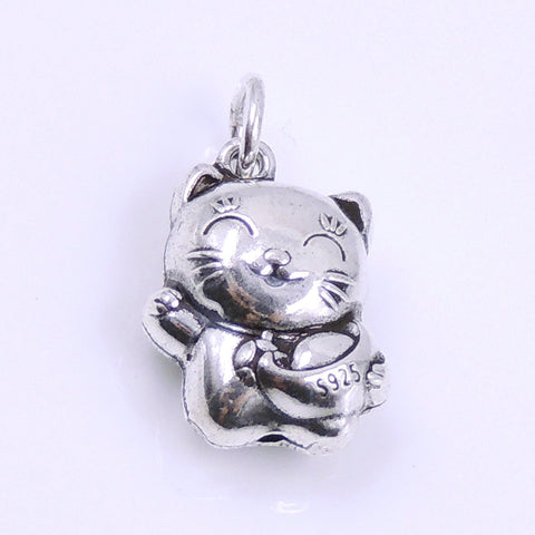 Sterling Silver 925 Stamped Vintage Wealth Lucky Cat Pendant WSP250C Wholesale: See Discount Coupons in Item Details