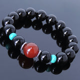 Handmade Men Women Gemstone Bracelet Black Onyx Red Agate Turquoise 925 Sterling Silver Spacer DiyNotion BR009