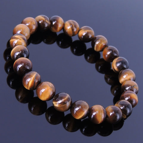 Men's Women Brown Tiger Eye Bracelet Healing Gemstone DiyNotion BR045