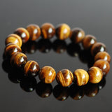 Handmade 12mm Brown Tiger Eye Bracelet Healing Gemstone Men Women DiyNotion BR046