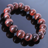 Handmade 14mm Red Tiger Eye Bracelet Healing Gemstone Men's Jewelry DiyNotion BR058