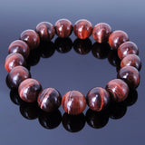 Handmade 14mm Red Tiger Eye Bracelet Healing Gemstone Men's Jewelry DiyNotion BR058