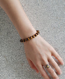 Men's Women Brown Tiger Eye Bracelet Healing Gemstone DiyNotion BR045