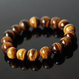 Handmade 12mm Brown Tiger Eye Bracelet Healing Gemstone Men Women DiyNotion BR046