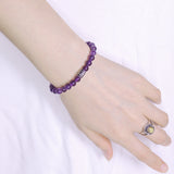 Men's Women Amethyst Sterling Silver Bracelet Gemstone 925 Fleur de Lis Bead DiyNotion Handmade BR419