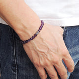 Men's Women Amethyst Sterling Silver Bracelet Gemstone 925 Fleur de Lis Bead DiyNotion Handmade BR419