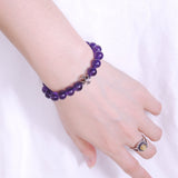 Handmade Men Women Gemstone Bracelet Amethyst 925 Sterling Silver Cross DiyNotion BR425