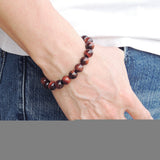 Handmade 8mm Red Tiger Eye Bracelet Healing Gemstone Men Women DiyNotion BR441E