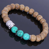 Handmade Agarwood Bracelet Turquoise Tibetan Silver Buddha Prayer Meditation Mala MEN WOMEN DiyNotion A035