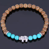 Handmade Agarwood Bracelet Turquoise Tibetan Silver Elephant Prayer Meditation Mala MEN WOMEN DiyNotion A034