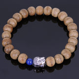 Handmade Agarwood Bracelet Lapis Tibetan Silver Buddha Prayer Meditation Mala MEN WOMEN DiyNotion A001