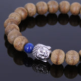 Handmade Agarwood Bracelet Lapis Tibetan Silver Buddha Prayer Meditation Mala MEN WOMEN DiyNotion A001