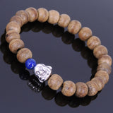 Handmade Agarwood Bracelet Lapis Tibetan Silver Buddha Prayer Meditation Mala MEN WOMEN DiyNotion A003