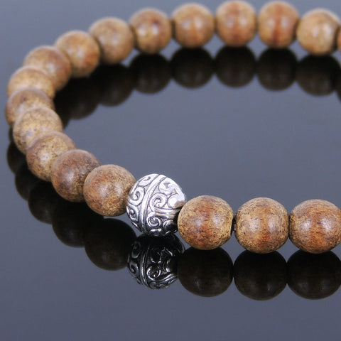 Handmade Agarwood Bracelet Tibetan Silver Protection Bead Prayer Meditation Mala MEN WOMEN DiyNotion A012