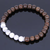Handmade Agarwood Bracelet White Howlite Tibetan Silver Spacers Prayer Meditation Mala MEN WOMEN DiyNotion A017