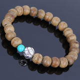 Handmade Agarwood Bracelet Turquoise Tibetan Silver Lotus Prayer Meditation Mala MEN WOMEN DiyNotion A019