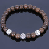 Handmade Agarwood Bracelet Tibetan Silver Taiji Bead Prayer Meditation Mala MEN WOMEN DiyNotion A022