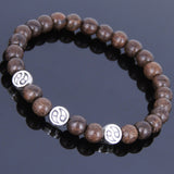 Handmade Agarwood Bracelet Tibetan Silver Taiji Bead Prayer Meditation Mala MEN WOMEN DiyNotion A022