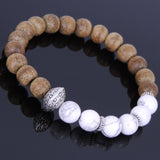 Handmade Agarwood Bracelet White Howlite Tibetan Silver Charm Prayer Meditation Mala MEN WOMEN DiyNotion A036