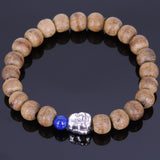 Handmade Agarwood Bracelet Lapis Tibetan Silver Buddha Prayer Meditation Mala MEN WOMEN DiyNotion A003