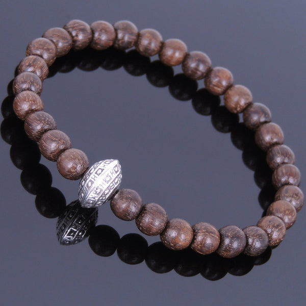 Handmade Red Agarwood Bracelet Tibetan Silver Protection Bead Prayer Meditation Mala MEN WOMEN DiyNotion A006