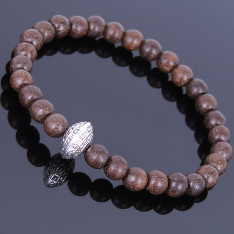 Handmade Red Agarwood Bracelet Tibetan Silver Protection Bead Prayer Meditation Mala MEN WOMEN DiyNotion A006