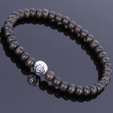 Handmade Agarwood Bracelet Tibetan Silver Lotus Bead Prayer Meditation Mala MEN WOMEN DiyNotion A008