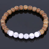 Handmade Agarwood Bracelet White Howlite Tibetan Silver Spacers Prayer Meditation Mala MEN WOMEN DiyNotion A024