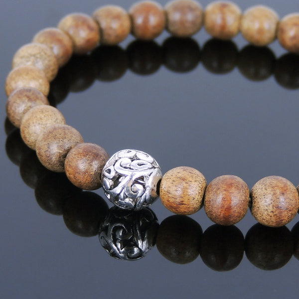 Handmade Agarwood Bracelet Tibetan Silver Protection Bead Prayer Meditation Mala MEN WOMEN DiyNotion A013