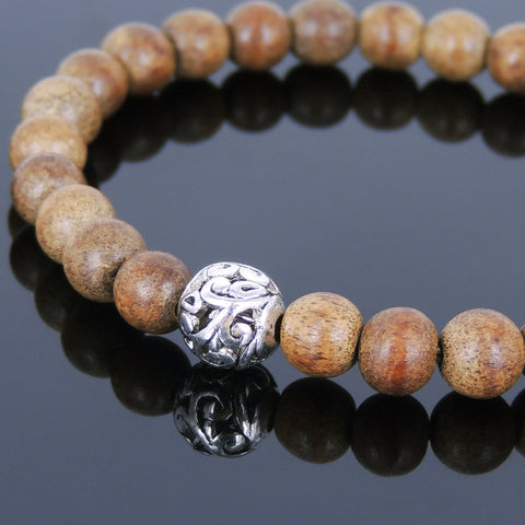Handmade Agarwood Bracelet Tibetan Silver Protection Bead Prayer Meditation Mala MEN WOMEN DiyNotion A013